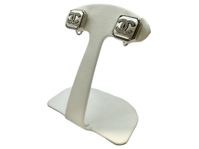 ***CHANEL quadratische Coco-Mark-Ohrringe Silber
