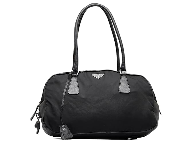 Prada Saffiano-Trimmed Tessuto Tote - Black Totes, Handbags