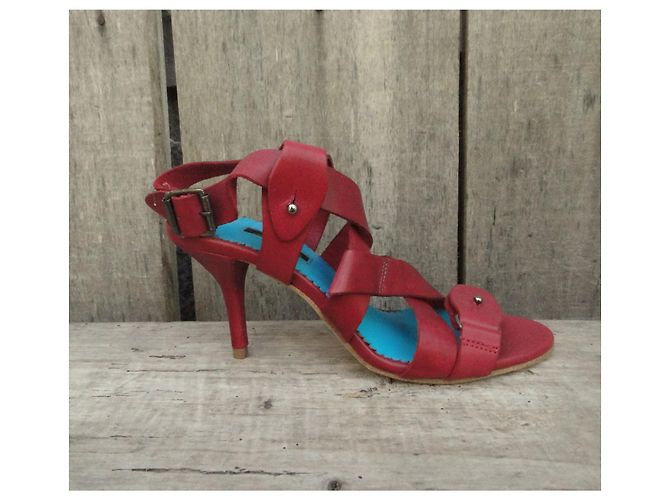 Diesel P Sandalen Rot Leder 36