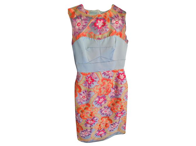 Erdem Seidenkleid Rosa Silber Orange Pink