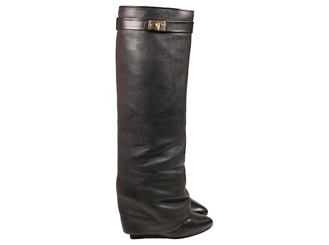 Amazing Givenchy Shark Lock Boots Black Leather  ref.976177