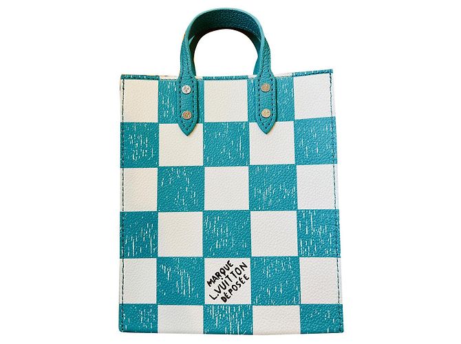 Bolsa Louis Vuitton Sac Plat em couro turquesa