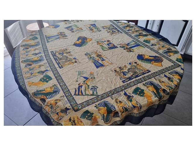 Autre Marque grande lenço de seda representando o antigo Egito 150x112cm Amarelo  ref.976211