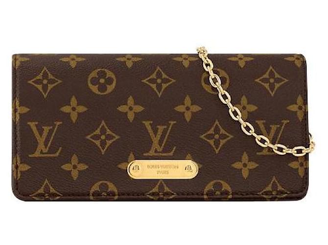 Louis Vuitton LV Lily wallet on chain Brown Cloth  ref.976265