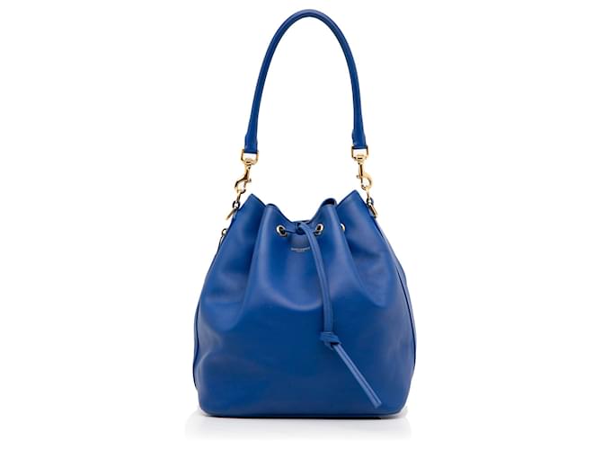 Saint Laurent Blue Emmanuelle Bucket Bag Leather Pony-style calfskin  ref.976347