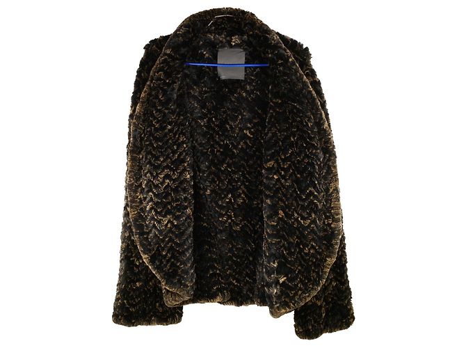 Increíble abrigo de piel extragrande de Fendi Multicolor