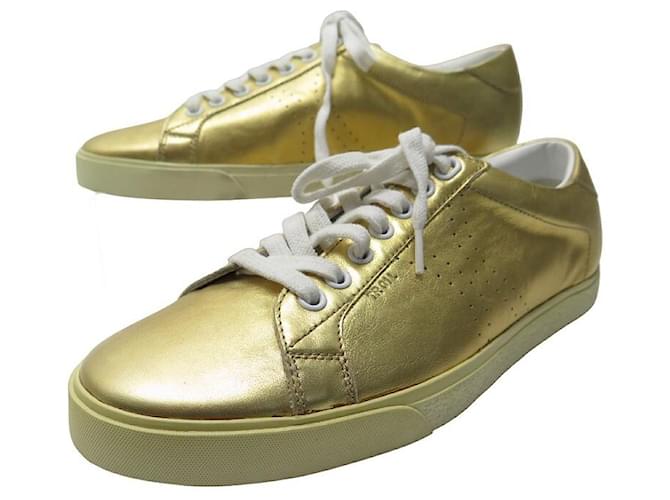 Céline SCARPE CELINE TRIOMPHE TR01l 38 SCARPE SNEAKERS IN PELLE ORO D'oro  ref.976450