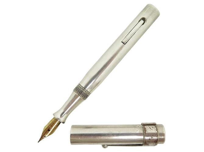 Hermès VINTAGE WATERMAN'S PEN FOR HERMES IDEAL PLUME WITH GOLD PUMP 18K FOUNTAIN PEN Silvery Metal  ref.976489