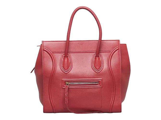 Céline Celine Luggage Phantom Leather Handbag Red in Very Good Condition  ref.976534