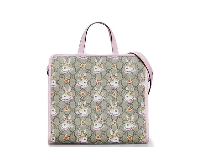 Gucci GG Supreme Rabbit Handbag 630542 Brown Cloth  ref.976540