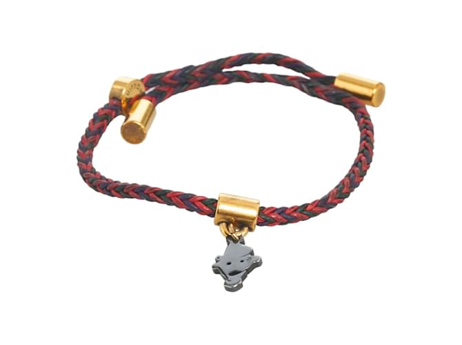 Louis Vuitton Bracelet d'amitié réflexe en laiton MP234E Cuir Veau façon poulain Rouge  ref.976541