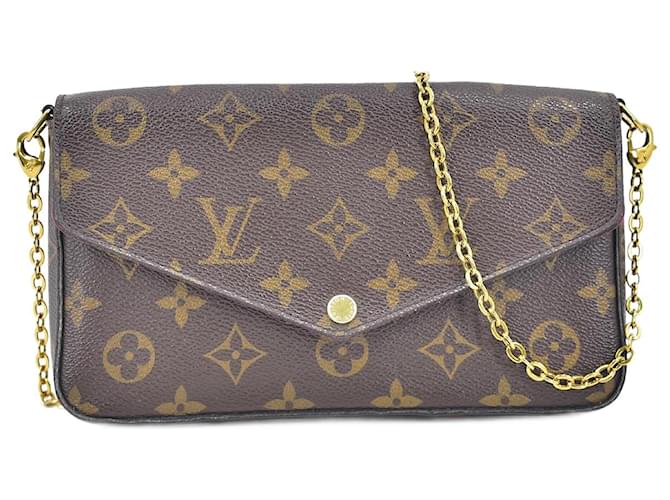 Louis Vuitton Monogram Pochette Felicie Brown Cloth  ref.976559