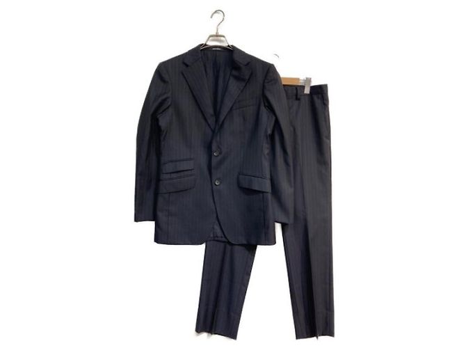 ***platinum COMME CA  Setup suit fully lined Loro Piana striped suit navy Navy blue