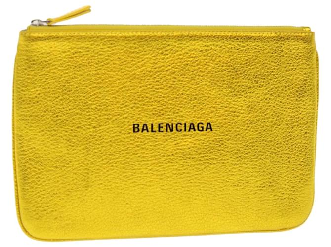 BALENCIAGA Pouch Leather Gold Auth 46667 Golden  ref.976617