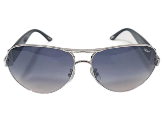Chopard Blue/Silver SCH866S Embellished Sunglasses Silver hardware Metal Acetate  ref.976744