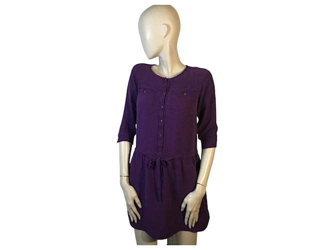 Sandro silk dress Purple  ref.976745