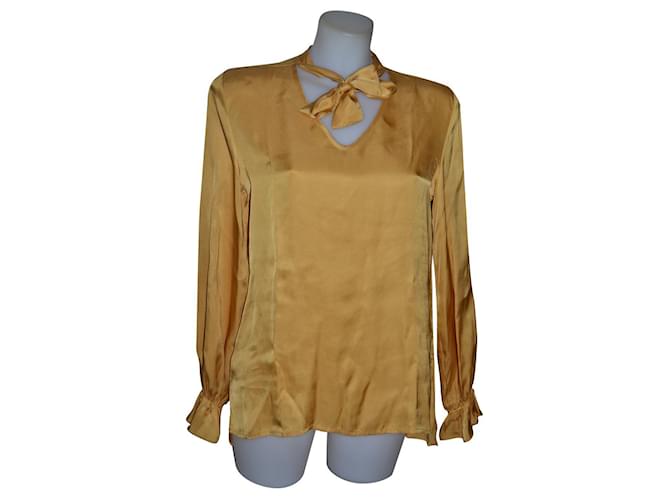 Oscar de la Renta Blouse dress Golden Polyester Viscose  ref.976756