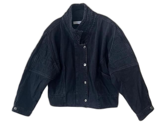 Iro Oversized denim jacket Black Dark grey Cotton  ref.976765