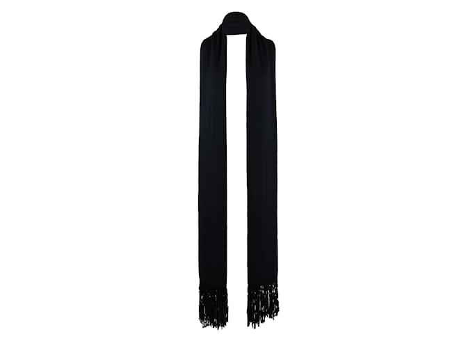 Autre Marque Collection Privée Wool Shawl with Fringes Black  ref.976779