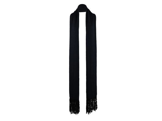 Autre Marque Collection Privée Wollschal mit Fransen Schwarz