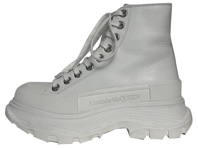Alexander Mcqueen Ankle Boots White Leather  ref.976801