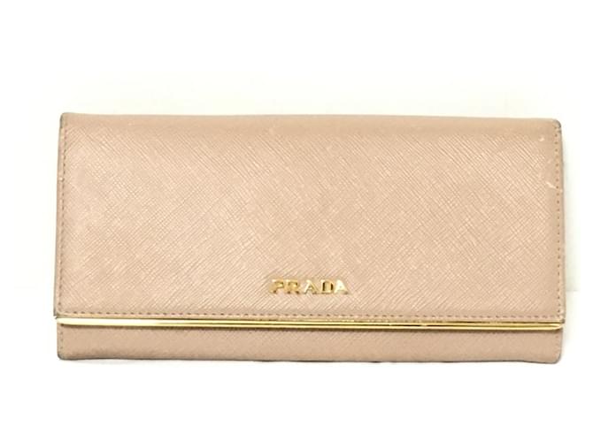 Prada Beige Saffiano Metal Leather Wallet on Chain Prada