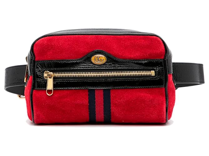 Gucci Ophidia Small Suede Belt Waist Bag in Red color
