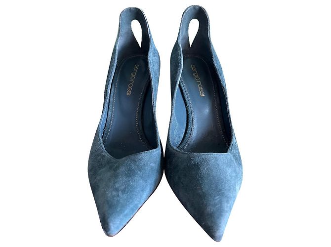 Escarpins Sergio Rossi en nubuck bleu clair