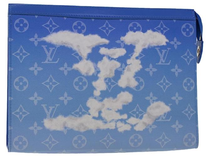 Clutch Bags Louis Vuitton Louis Vuitton Monogram Clouds Soft Trunk Necklace Pouch Blue M45440 Auth 42825a