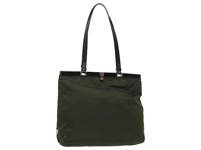 PRADA Shoulder Bag Nylon Leather Green Auth bs6634  ref.977450
