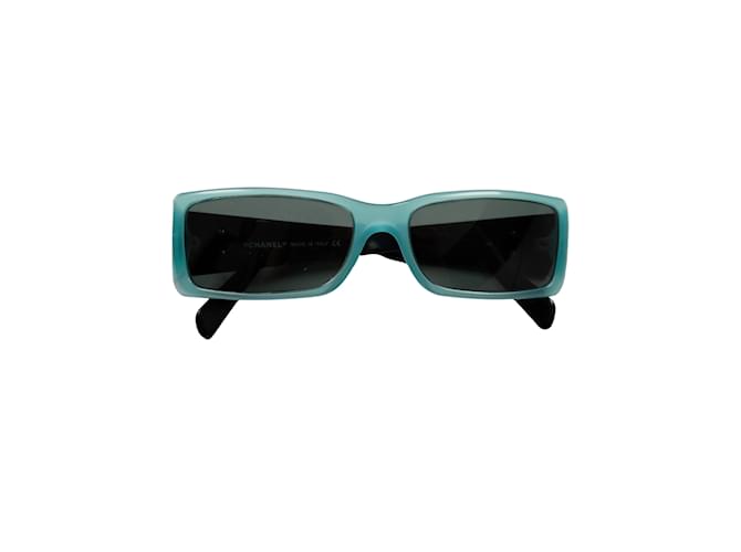 Chanel rechteckige Sonnenbrille Blau Acetat  ref.977548