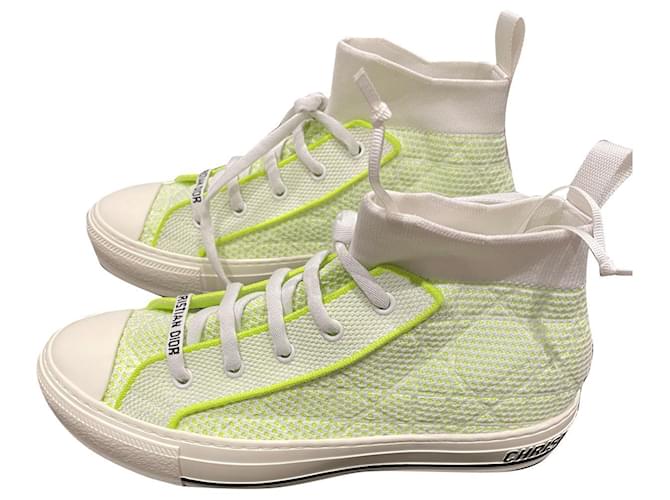 Dior Sneakers White Yellow Cloth  ref.977599