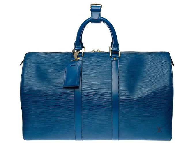 LOUIS VUITTON Keepall Bag in Blue Leather - 101291