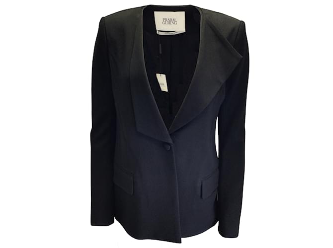 Prabal Gurung Black Silk Lined Crepe Blazer Viscose ref.977634