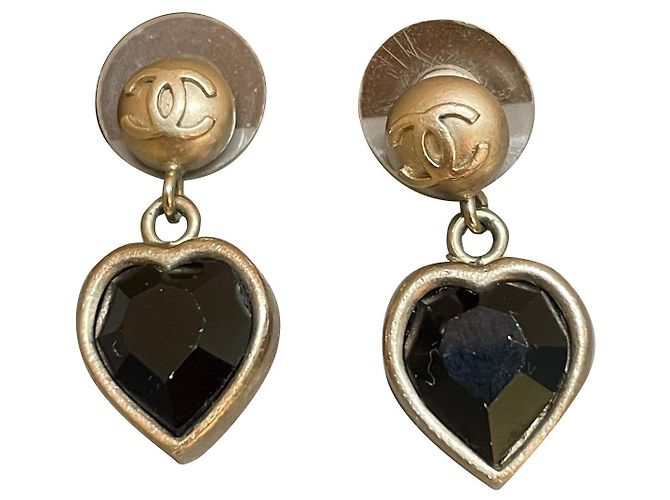 Chanel Ohrringe Schwarz Silber