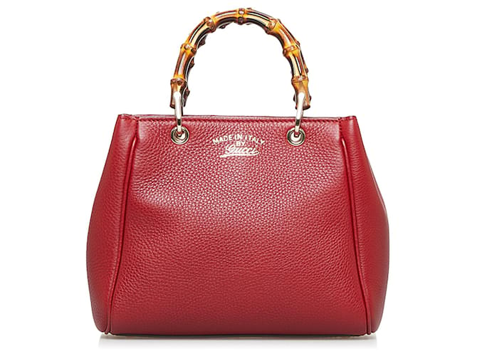 Gucci Red Bamboo Shopper Vermelho Couro Bezerro-como bezerro  ref.978234