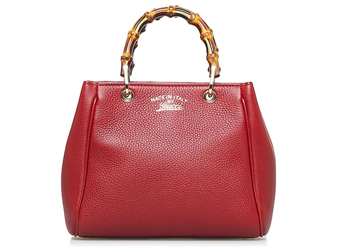 Gucci Red Bamboo Shopper Leather Pony-style calfskin  ref.978234