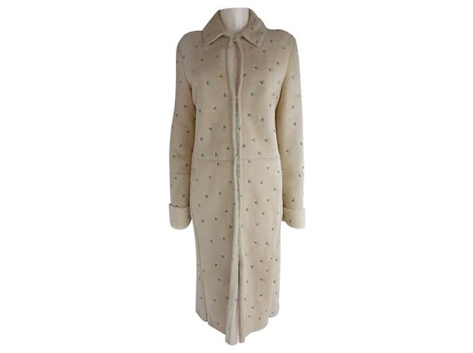 Abrigo de shearling bordado Gianni Versace Beige