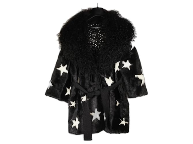 Dolce & Gabbana Increíble abrigo de piel de estrellas Dolce&Gabbana de pasarela Multicolor  ref.978327