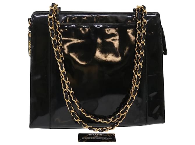 CHANEL Chain Shoulder Bag Patent Leather Black CC Auth bs6435  ref.978368