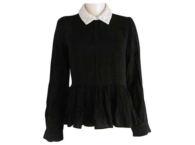 Opening Ceremony long-sleeved blouse Black Cream Polyester Rayon  ref.978491