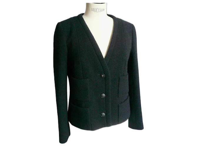 CHANEL Small black tweed jacket new T36  ref.978504