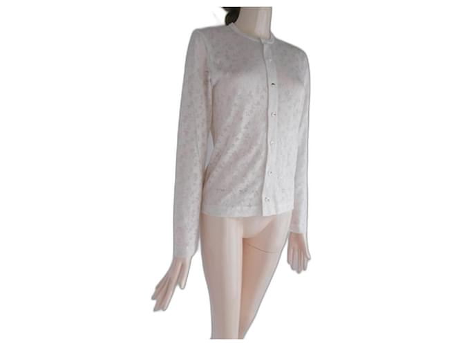Comme des Garcons Blouse top in transparent floral lace Cream Polyester Linen  ref.978511
