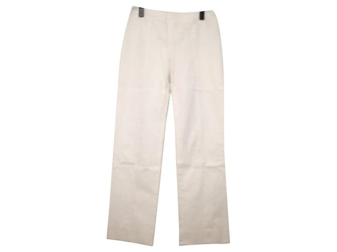 Loewe Calças de algodão branco com costuras frontais e traseiras