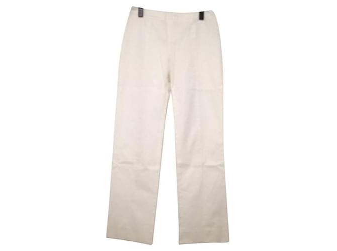 Loewe White Cotton Front and back seams Trousers Trousers  ref.978513