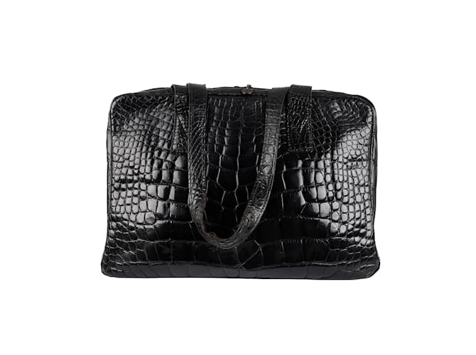 Autre Marque GFF Croc-embossed Shoulder Bag Black Leather  ref.978515