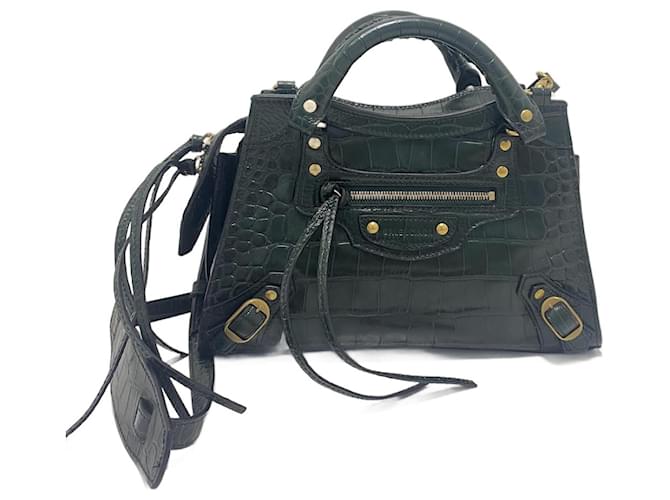 City BALENCIAGA  Handbags   Leather Green  ref.978532