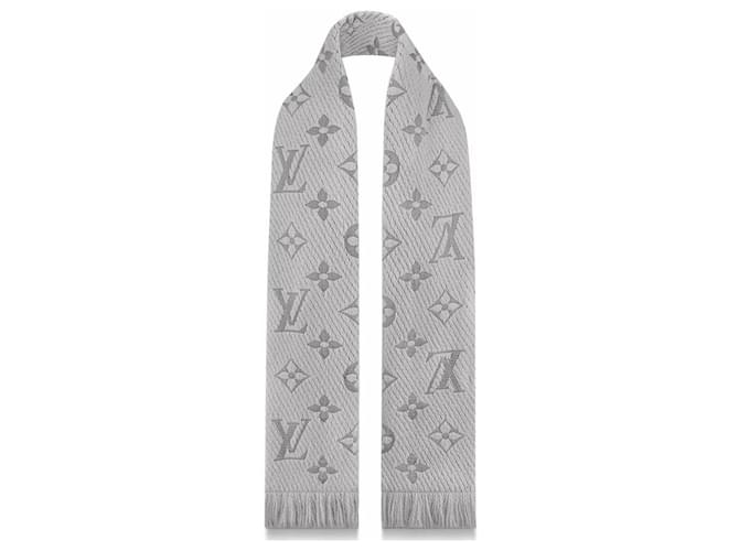 Louis Vuitton Logomania Schal Grau Seide Wolle  ref.978553