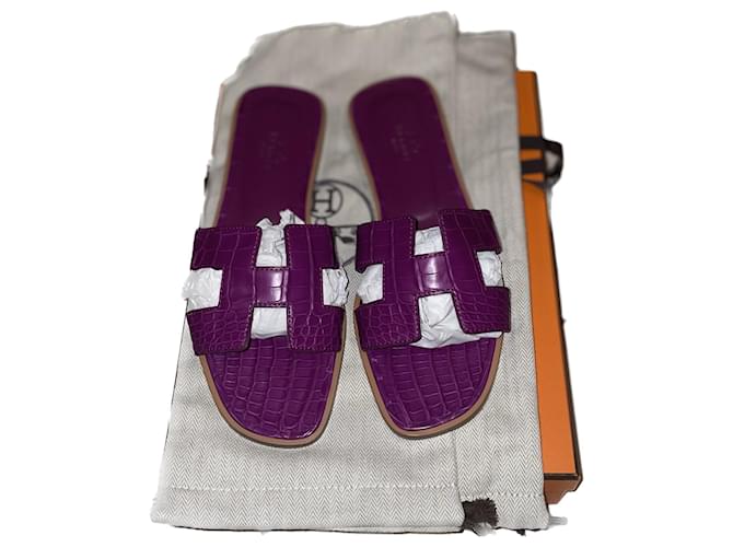 Hermès - alligator Oran Dark purple Exotic leather  ref.978571