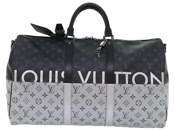 Louis Vuitton Keepall Bandouliere 50 Schwarz Leinwand  ref.978920